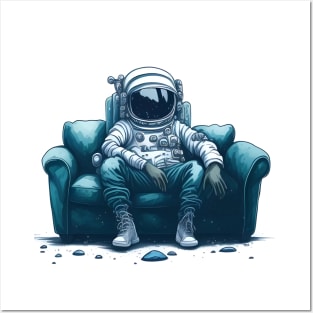 An alien astronaut on the couch Posters and Art